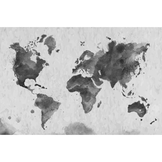Obraz stará mapa sveta v čiernobielom prevedení