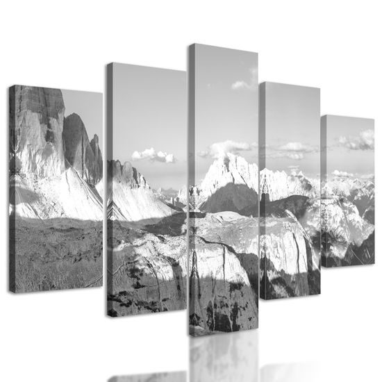 5-dielny obraz čarovný výhľad v čiernobielom prevedení