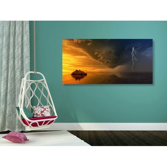 Obraz búrka valiaca sa na ostrov