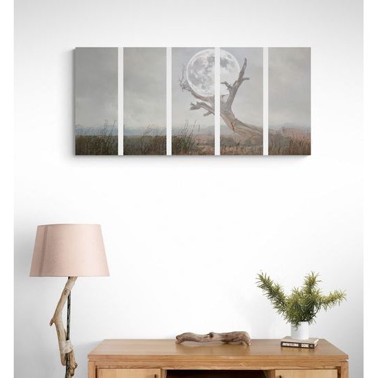 5-dielny obraz magický mesiac v objatí prírody