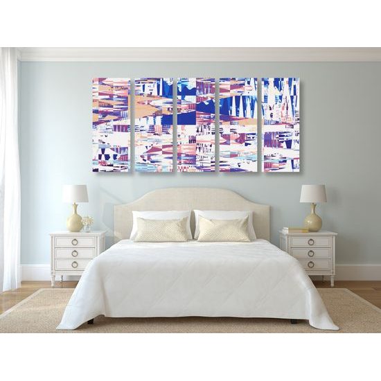 5-dielny obraz abstraktná geometria