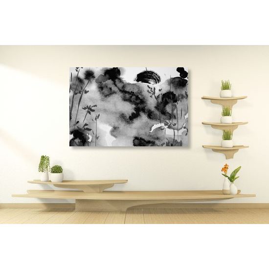 Obraz čiernobiela obloha v akvarelovom prevedení