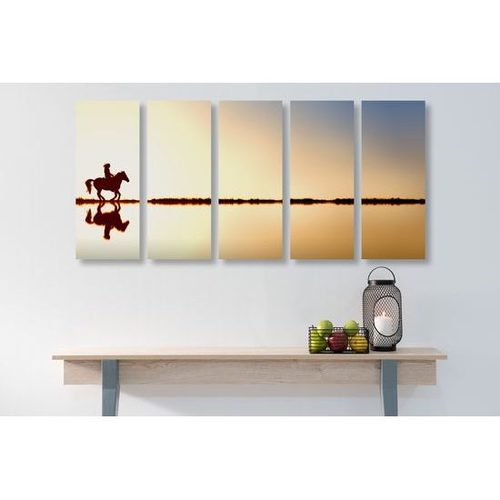 5-dielny obraz jazda za západom slnka