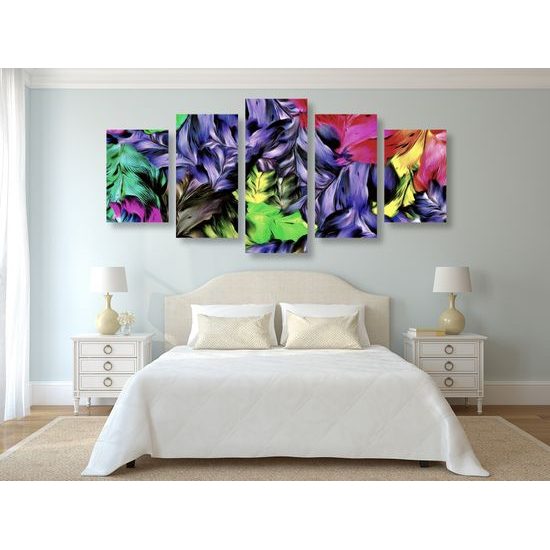 5-dielny obraz maľované pestrofarebné kvety