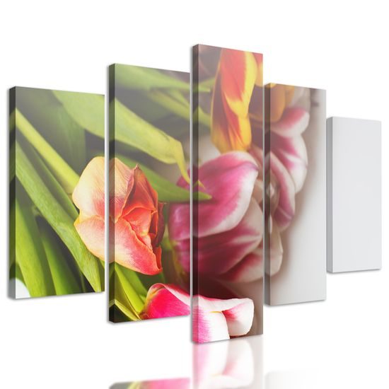 5-dielny obraz nádherne sfarbené tulipány