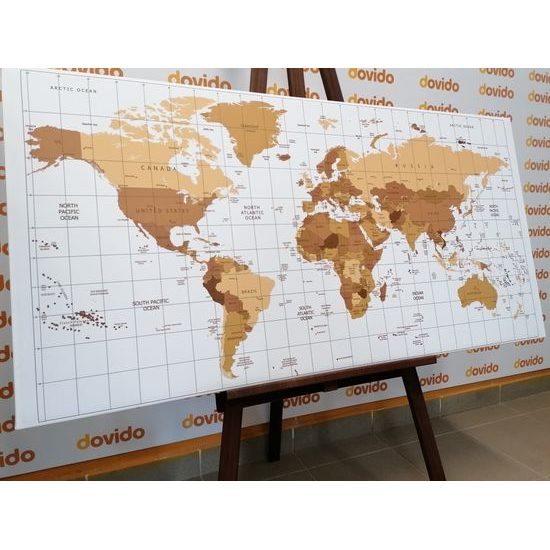 Obraz stará mapa sveta v béžovom prevedení