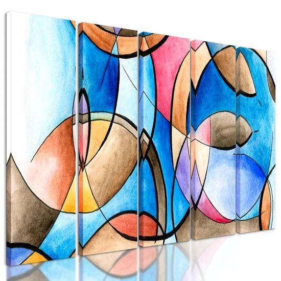 5-dielny obraz abstraktné zobrazenie tvarov
