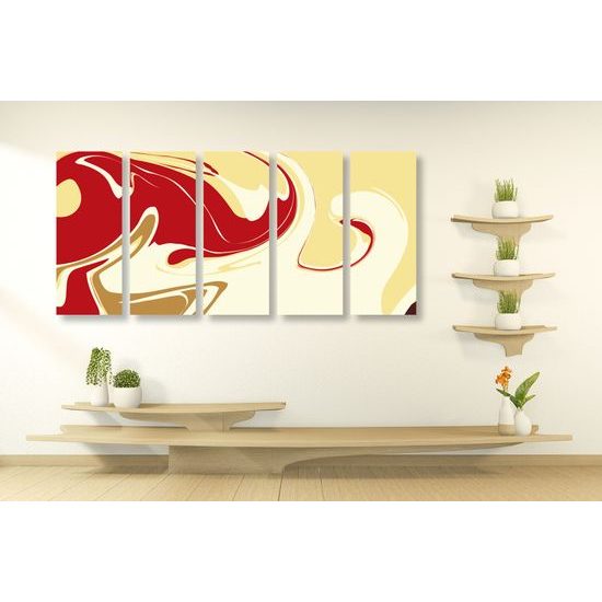 5-dielny obraz zaujímavá umelecká abstrakcia v zemitých farbách