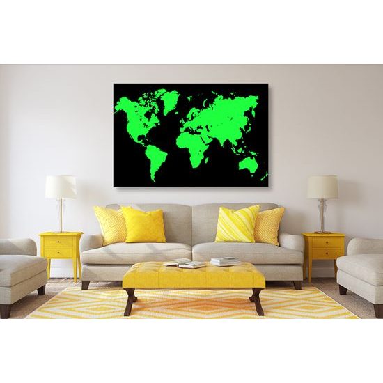 Obraz čierno zelená mapa sveta