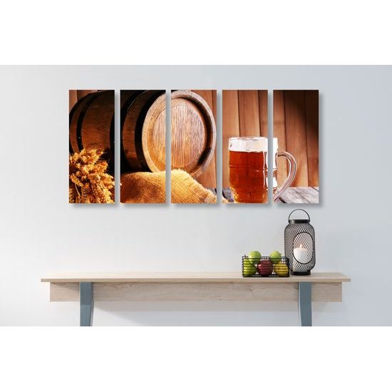 5-dielny obraz pivný súdok