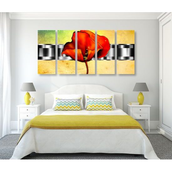 5-dielny obraz vintage vlčí mak