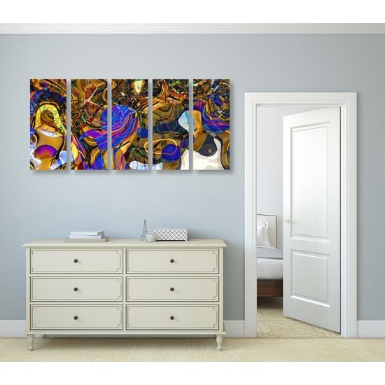 5-dielny obraz explózia abstraktných tvarov
