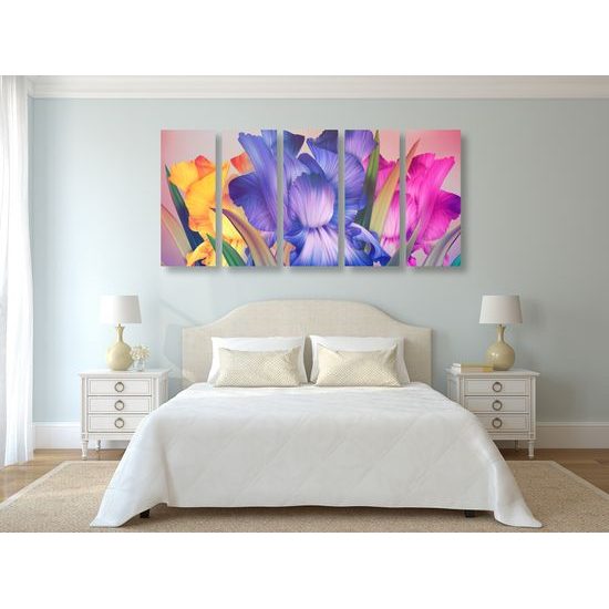 5-dielny obraz nádherné pestrofarebné kvety