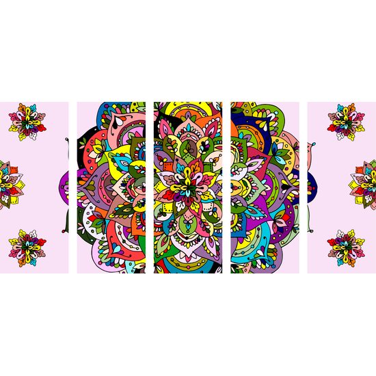 5-dielny obraz kvetinová Mandala