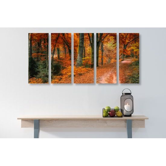 5-dielny obraz lístie v jesenných farbách