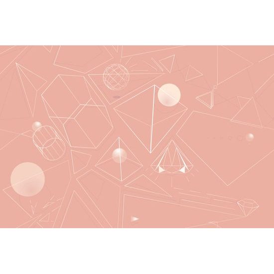 Tapeta jemné geometrické prvky na ružovom pozadí