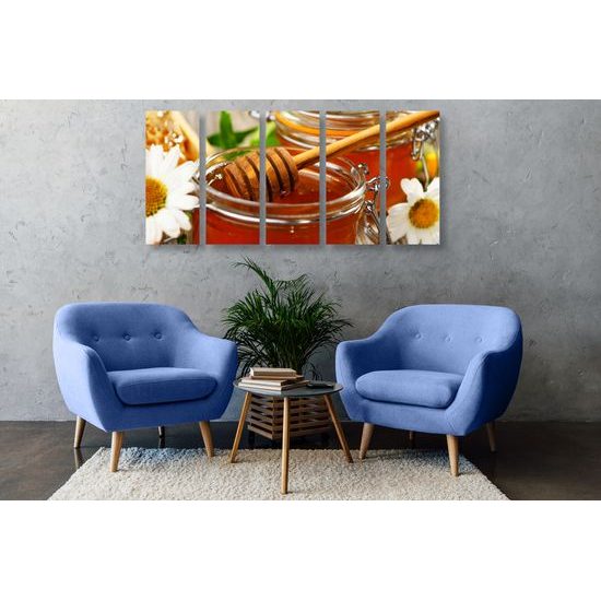 5-dielny obraz lesný med