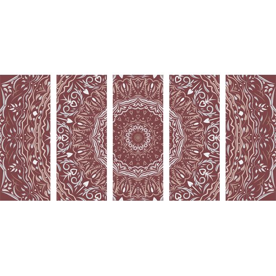 5-dielny obraz ukľudnujúca Mandala v ružovom prevedení