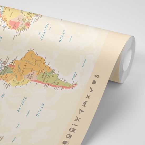Samolepiaca tapeta detailná mapa sveta
