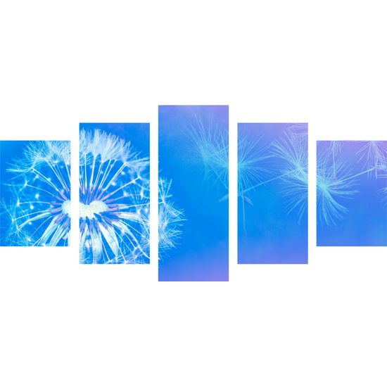 5-dielny obraz púpava v modro bielych farbách
