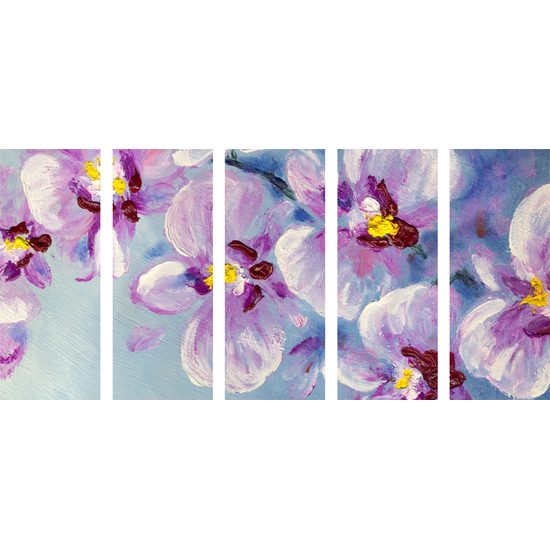 5-dielny obraz maľované fialky