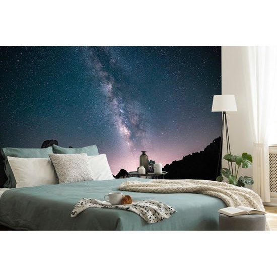 Samolepiaca tapeta mliečna dráha nad skalami