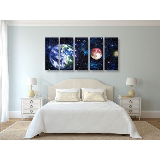 5-dielny obraz akvarelový vesmír