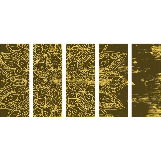 5-dielny obraz žltá Mandala