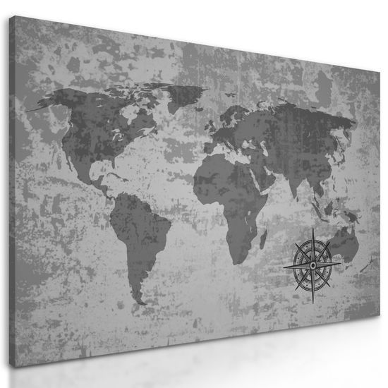 Obraz historická mapa v čiernobielom prevedení