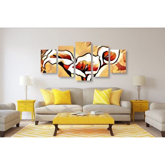 5-dielny obraz dychberúce etno kaly