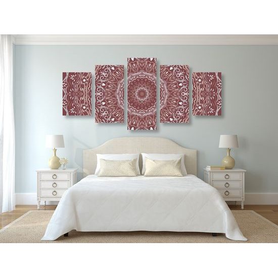 5-dielny obraz ukľudnujúca Mandala v ružovom prevedení