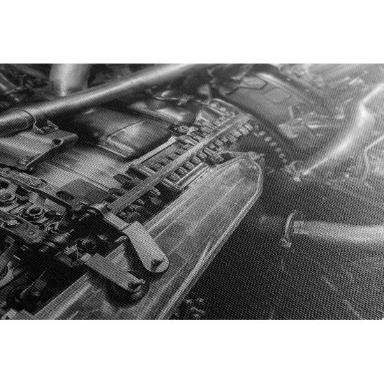 Obraz dokonale prepracovaný motor turbíny v čiernobielom prevedení