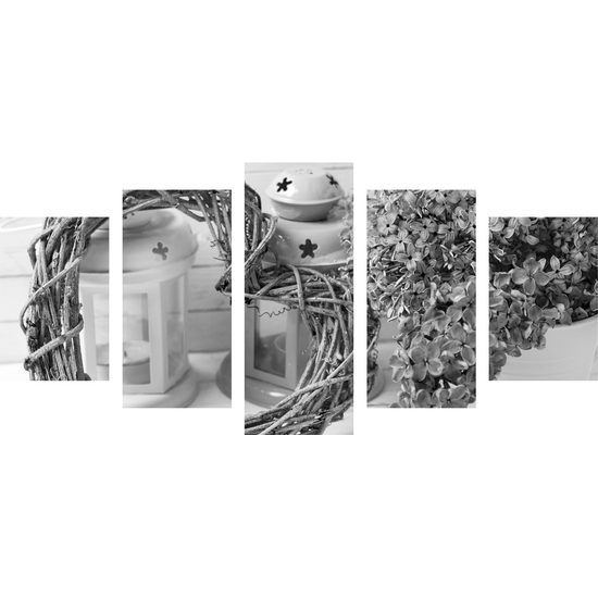 5-dielny obraz čiernobiely orgován v romantickom prevedení