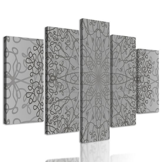 5-dielny obraz sivá umelecká abstrakcia