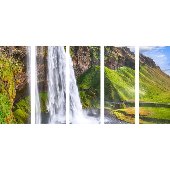 5-dielny obraz nádherný vodopád