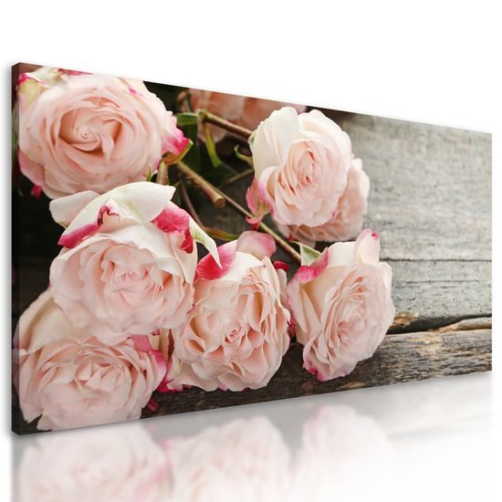 Obraz ruže na drevenom podklade