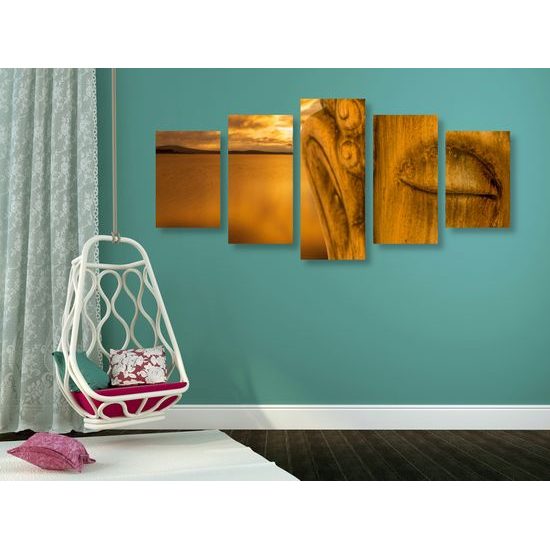 5-dielny obraz socha Budhu pod šírou oblohou