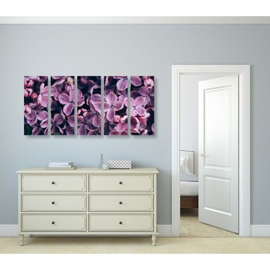 5-dielny obraz zaujímavé kvety vo vintage prevedení