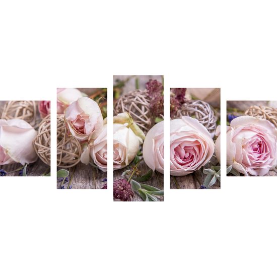 5-dielny obraz zátišie ruží