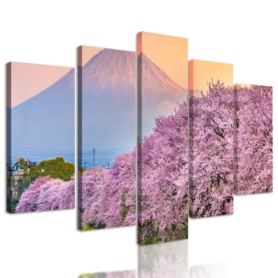 5-dielny obraz romantický pohľad na Japonsko