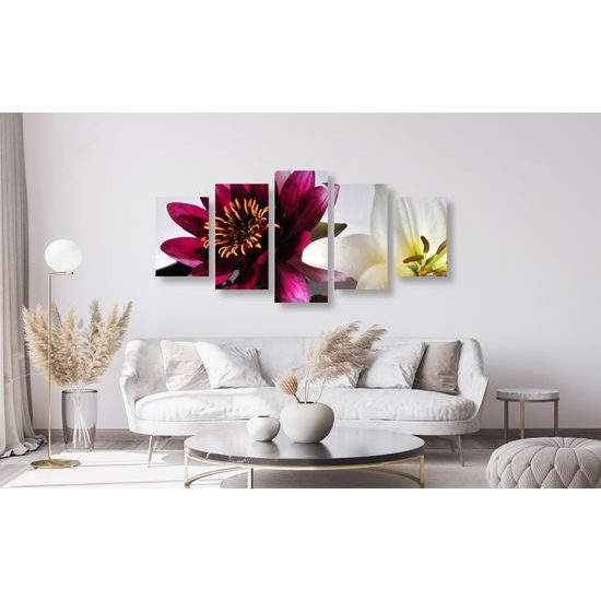 5-dielny obraz kvety a sila Zen kameňov