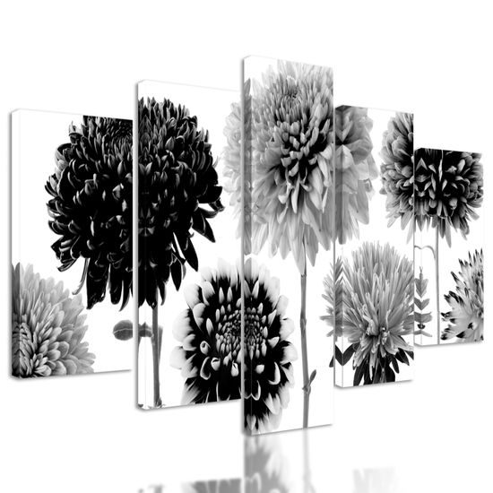 5-dielny obraz nádherné dálie v čiernobielom prevedení