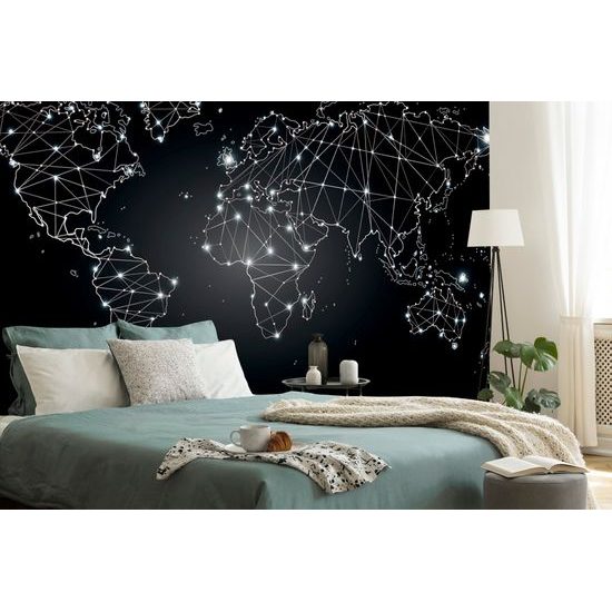 Samolepiaca tapeta mapa sveta tvorená sieťami