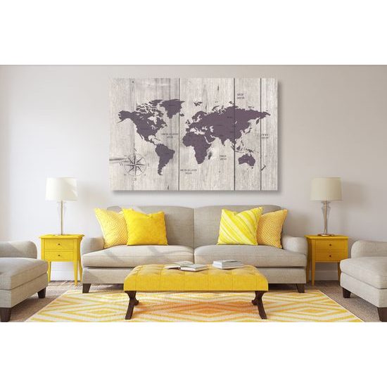 Obraz hnedá mapa na drevenom podklade