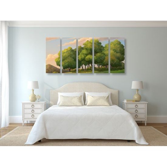 5-dielny obraz maľovaná krajinka