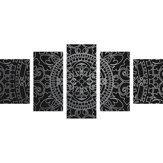 5-dielny obraz čiernobiely luxusný oranament