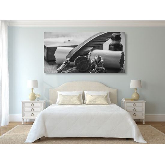 Obraz historický list v čiernobielom prevedení