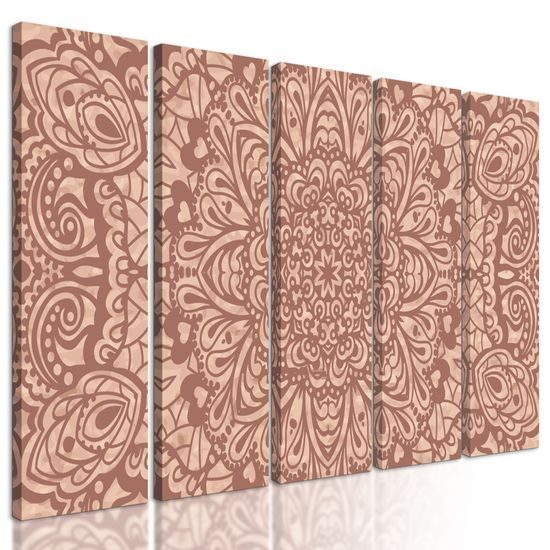 5-dielny obraz nádherná vzorovaná Mandala