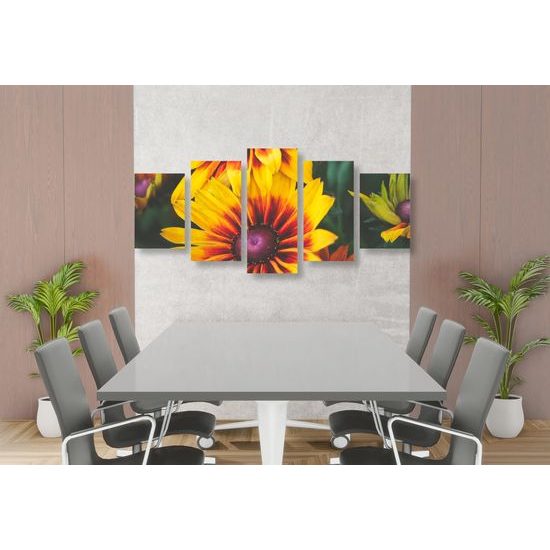 5-dielny obraz pôvabné sfarbené kvety