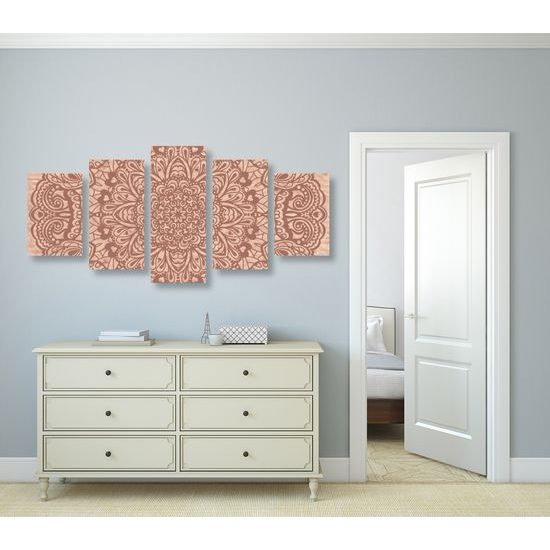 5-dielny obraz Mandala na telovom pozadí